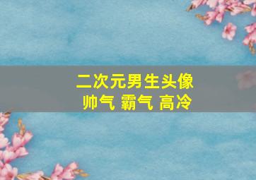 二次元男生头像 帅气 霸气 高冷